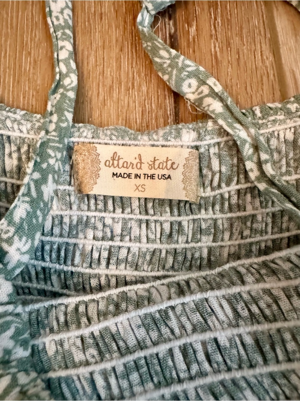 Altar’d State Sage Green Floral Smocked Maxi Dress XS Cottagecore Boho - Picture 5 of 5